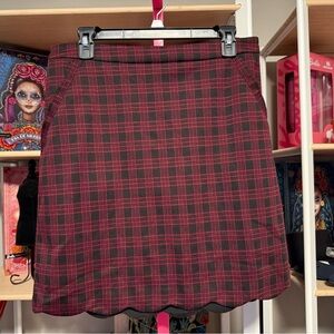 Skies Are Blue Scalloped Plaid Mini Skirt Size Large